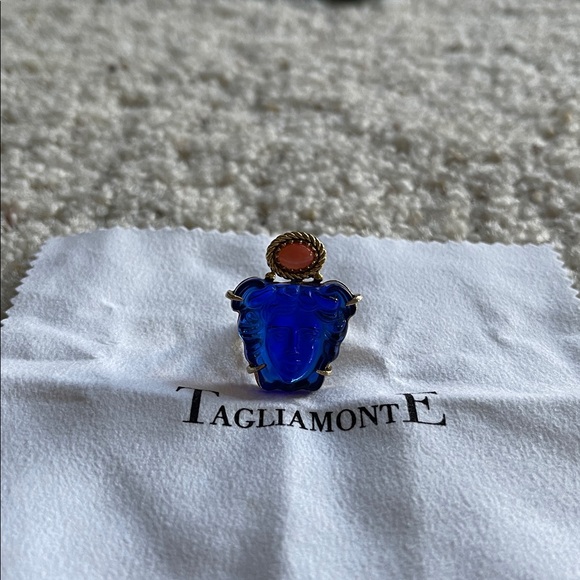 TAGLIAMONTE HANDMADE GLASS ITALIAN REAL CORRAL RING - Picture 4 of 7